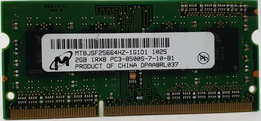 Пам'ять Micron 2 ГБ SO-DIMM DDR3 1066 МГц (MT8JSF2566HZ-1G1D1) 42232 фото