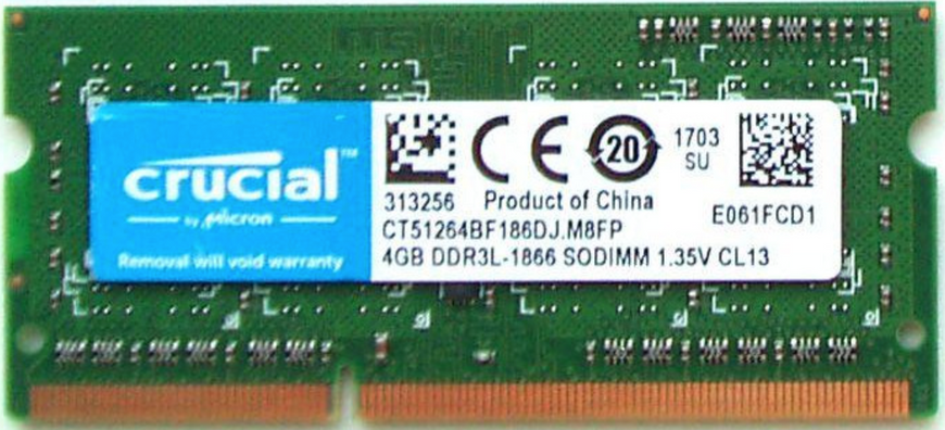 Пам'ять Crucial 4 ГБ SO-DIMM DDR3L 1866 МГц (CT51264BF186DJ) 42296 фото