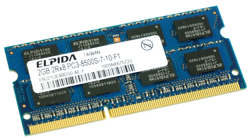 Пам'ять Elpida 2 ГБ SO-DIMM DDR3 1066 МГц (EBJ21UE8BDS0-AE-F) 42376 фото