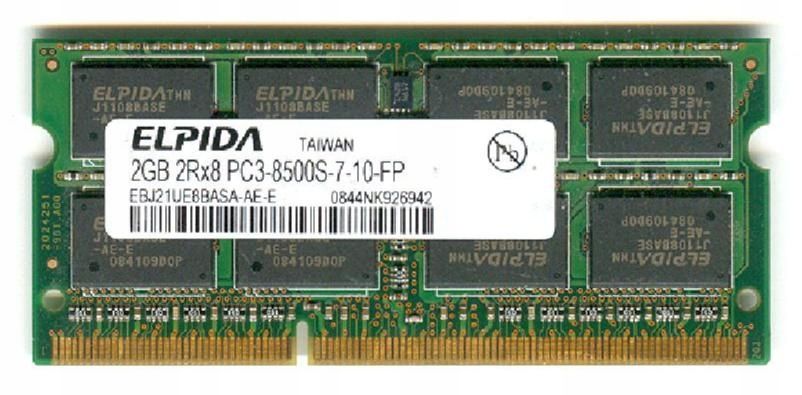 Пам'ять Elpida 2 ГБ SO-DIMM DDR3 1066 МГц (EBJ21UE8BASA-AE-E) 42377 фото