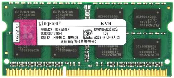 Пам'ять Kingston 2 ГБ SO-DIMM DDR3 1066 МГц (KVR1066D3S7/2G) 42378 фото