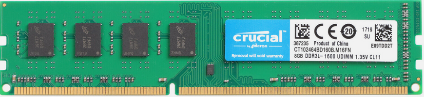 Пам'ять Crucial DDR3 8 ГБ 1600 C11 1.5V (CT102464BA160B) 34462 фото