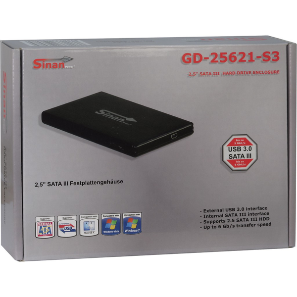 Внешний карман Sinan для HDD/SSD 2.5" USB 3.0 Black (GD-25621-S3) 37354 фото