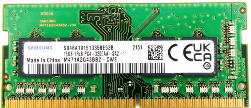 Пам'ять Samsung 16 ГБ SO-DIMM DDR4 3200 МГц (M471A2G43BB2-CWE) 41887 фото