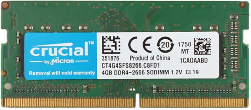 Пам'ять Crucial 4 GB SO-DIMM DDR4 2666 MHz (CT4G4SFS8266) 42397 фото