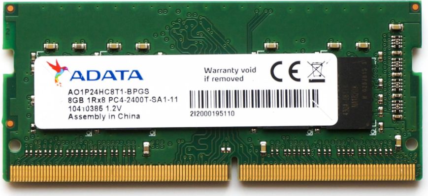 Пам'ять ADATA 8GB SO-DIMM DDR4 2400 MHz (AO1P24HC8T1-BPGS) 42035 фото