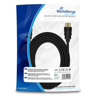 Кабель для монитора MediaRange HDMI с Ethernet, 10.2 Gbit/s 5.0m (MRCS142) 39269 фото