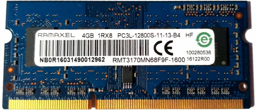 Пам'ять Ramaxel 4Gb SO-DIMM DDR3L 1600 MHz (RMT3170MN68F9F-1600) 42489 фото