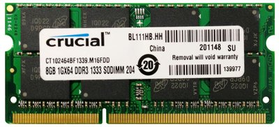 Пам'ять Crucial 8GB SO-DIMM DDR3 1333 MHz (CT102464BF1339) 42490 фото