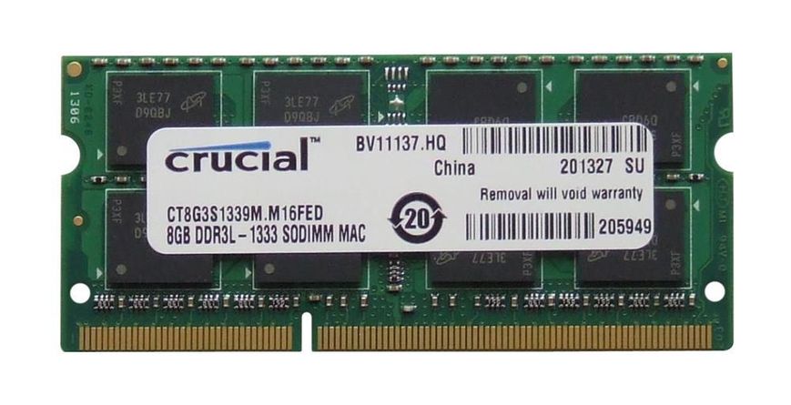 Пам'ять Crucial 8 ГБ SO-DIMM DDR3L 1333 МГц (CT8G3S1339M) 42048 фото