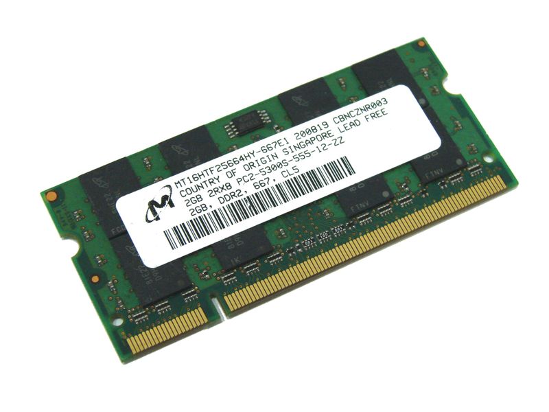 Пам'ять Micron 2 ГБ SO-DIMM DDR2 667 МГц (MT16HTF25664HY-667E1) 42205 фото
