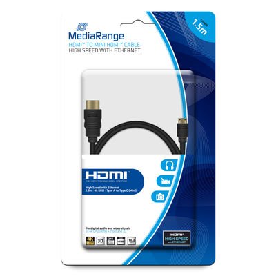 Кабель MediaRange HDMI на mini-HDMI з Ethernet. золоті контакти 1.5 м (MRCS165) 39542 фото