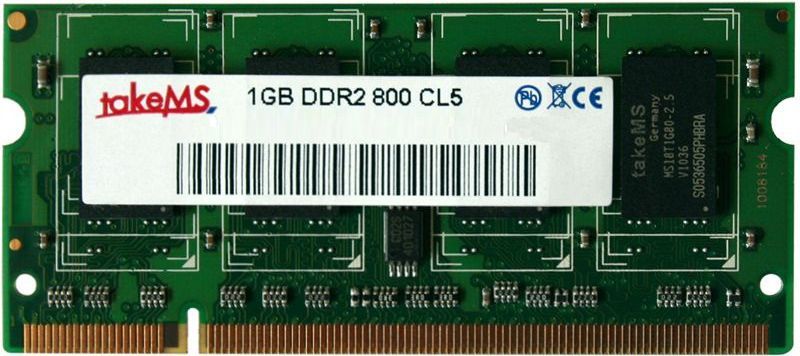 Пам'ять DDR2 SO-DIMM 1 ГБ TakeMS DDR800 CL5 (TMS1GS264D081-805AV) 38073 фото