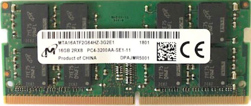 Пам'ять Micron 16 ГБ SO-DIMM DDR4 3200 МГц (MTA16ATF2G64HZ-3G2E1) 42240 фото