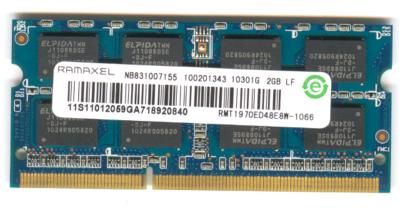 Пам'ять Ramaxel 2 ГБ SO-DIMM DDR3 1066 МГц (RMT1970ED48E8W-1066) 42062 фото