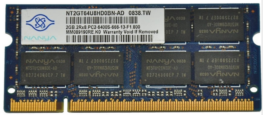 Пам'ять Nanya 2 ГБ SO-DIMM DDR2 800 МГц (NT2GT64U8HD0BN-AD) 42063 фото