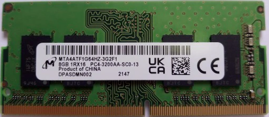 Пам'ять MICRON 8GB SO-DIMM DDR4 3200 MHz (MTA4ATF1G64HZ-3G2F1) 41824 фото