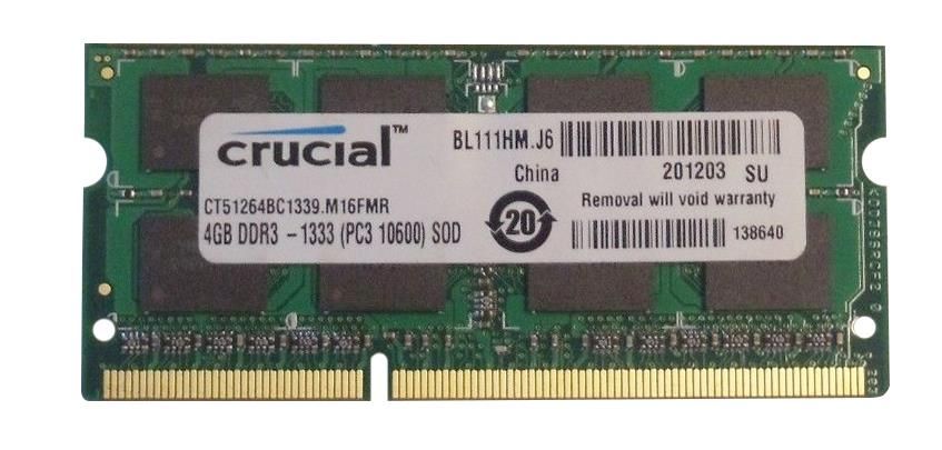 Пам'ять DDR3 SO-DIMM Crucial 1333 4 ГБ C9 1.5v - (CT51264BC1339) 40682 фото