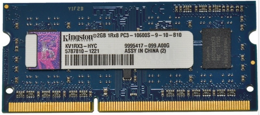 Пам'ять Kingston 2 ГБ SO-DIMM DDR3 1333 МГц (KV1RX3-HYC) 42049 фото