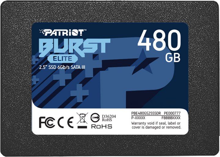 SSD диск Patriot Burst Elite 480 ГБ 2.5" SATAIII TLC (PBE480GS25SSDR) 41075 фото