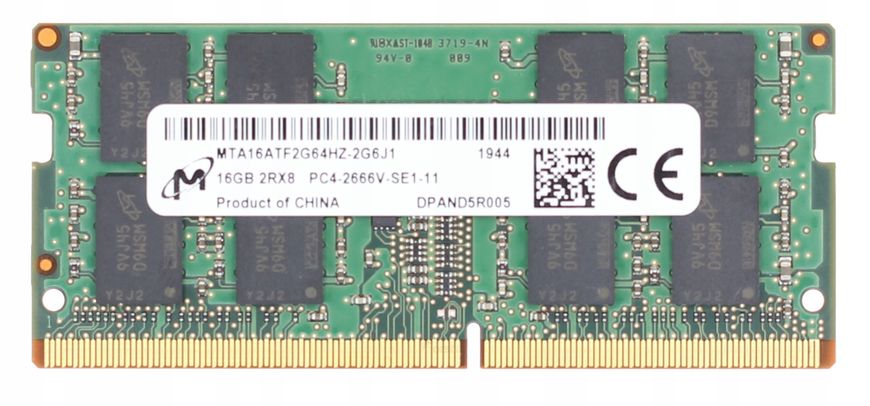 Пам'ять Micron 16 ГБ SO-DIMM DDR4 2666 МГц (MTA16ATF2G64HZ-2G6J1) 41826 фото